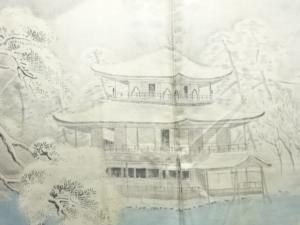 アンティーク　金閣寺模様肩裏本場村山泥大島紬男物羽織